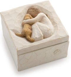 Urns Willow Tree True Truly a friend Box with BasRelief Carving of Girl with Puppy Dog Sculpted HandPainted Keepsake Box