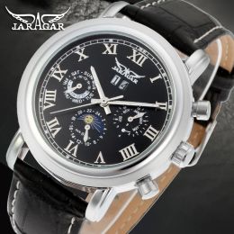 Watches JARAGAR alloy mechanical watch Three eyes Roman numeral scale mechanical Watch Calendar week belt Wrist watch