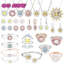 Strands 2024 New Idyllia Series Austrian Crystal Jewellery Exquisite Flower Earrings for Women's Fashion Charm Necklace Bracelet Ring