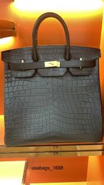 wholesale price 50cm man totes brand handbag matte Crocodile skin luxury purse fully handmade quality stitching with wax line stitching