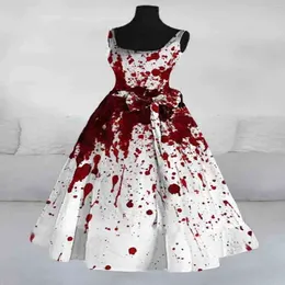 Casual Dresses Ladies' Halloween Bloody Print Party Round Neck Sexy Maxi Dress Short Sleeve Sleeveless Straight Woman