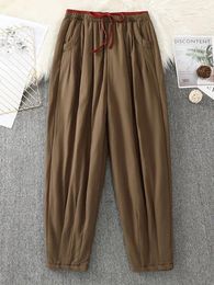 Women's Pants Women Casual Harem Arrival 2024 Autumn Winter Vintage Style Solid Color Loose Female Thick Warm Cotton Trousers B3126