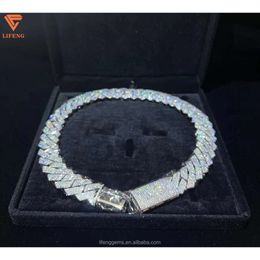 18 mm 3 rows Pass Diamond tester VVS moissanite Miami Necklace 925 Silver Moissanite Cuban Link Chain