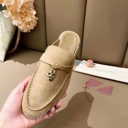 casual shoe designer womens shoes Summer Charms Walk Suede Gentleman Men for Women Hand Ed Smooth Slip-on leather Comfort loro Dress woman mens slippers piana sandals