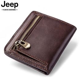 Wallets High Quality Men'S Genuine Leather Wallet Vintage Short Male Wallets Zipper Poucht Male Purse Money Bag Portomonee Cheap