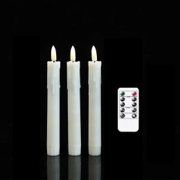 Candles 2/3/6 Pieces Short Remote Control Flameless Decorative Candles,7 Inch Plastic Christmas Wedding Valentine's Day Timer LED Candle