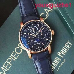 AP Female Wrist Watch CODE 11.59 Series 26394OR Rose Gold Blue Dial Perpetual Calendar Mens Fashion Casual Business Back Transparent Mechanical Timepiece