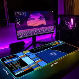 Rests Spaceraft Rgb Gaming Mousepad Big Led Gamer Mousepads Pc Desk Mat Luminous Mouse Pad Large Keyboard Mats Table Rug with Backlit