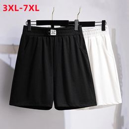 Summer Plus Size Sports Short Large Loose Casual Wide Leg Black White Viscose Shorts 3XL 4XL 5XL 6XL 7XL 240411