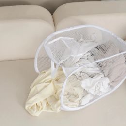 Organisation 1pcFolding Laundry Basket Organiser for Dirty Clothes Bathroom Clothes Mesh Storage Bag Household Wall Hanging Basket Frame