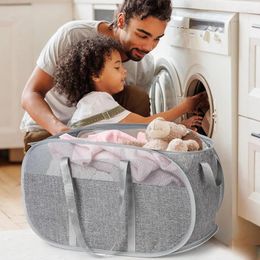 Laundry Bags Collapsible Baskets Foldable Mesh Clothes Hamper With Reinforced Handles Durable Up Hampers For Home Dorm Travel