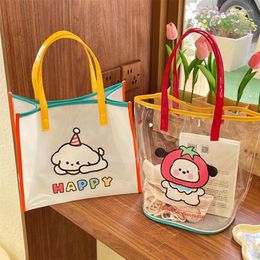 Shopping Bags Trendy Summer Large Jelly Handbag Kawaii Cartoon Women Transparent Beach Tote Shopper Bag Ladies Waterproof Clear PVC