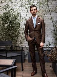 Men's Suits Summer Linen Brown 2024 Men Smart Casual Slim Fit Blazer Hombre High Quality Custom 2 Piece Set Jacket Pant Costume Homme