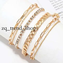 Anklets Fasion Punk Ankle Bracelets Gold Color for Women Rhinestone Summer Beach on the Leg Accessories Cheville Foot Jewellery 64