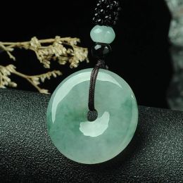 Necklaces zheru Jewellery natural Burmese emerald light green donut pendant necklace exquisite Jewellery best gift