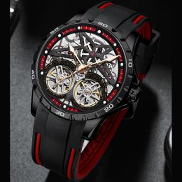 Kits AILANG Men's Watch Advanced Sports Automatic Winding Clock Fashion Silicone Strap Tourbillon Skeleton Mechanical Watch New