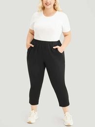 Женские штаны Capris American Womens Plus Size Высокий роскошный стиль моды STRT Высокое чувство жестких тонких брюк с девятью очками Y240422