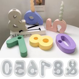 Ceramics DIY 18 Geometric Digital Candlestick Silicone Mould Arabic Numerals Candle Holder Craft Making Plaster Resin Moulds Home Decor