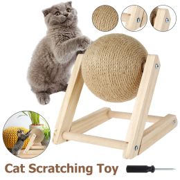 Scratchers Cat Scratching Ball Toy Sisal Rope Rotatable Ball Board Grinding Paws Toys Solid Wood Cats Scratcher WearResistant Pet Supplies