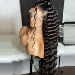 Nuove parrucche per capelli umani a 360 pizzo in pizzo in pizzo anteriore lunghe parrucche trasparenti per le donne resistenti al calore sintetico in preda