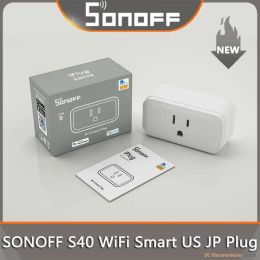 Control SONOFF S40 Plug Lite 15A WiFi Smart US JP Plug MINI Energy Saving Overload Protection smart homeVia EWeLink Alexa Google Home