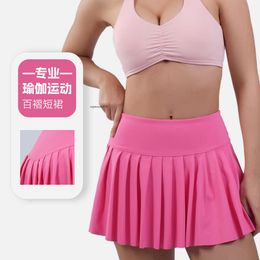 lulumon shorts Spring/summer New High Waist, Hip Lift, Pocket Sports Short Anti Glare Elastic Quick Drying Golf Pleated Tennis Skirt