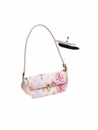 luxury and High Quality Floral Handheld Leather Bag for Women Beautiful and Colourful Fr Shoulder Bag for Party and Banquet Q67R#