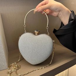 Shoulder Bags Evening Clutch Bag Women Shiny Handbag Heart Shape Clutches Fashion Chain Crossbody Luxury Lady Purse