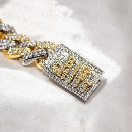 Shiny Hip Hop Jewellery Iced Out S925 Silver Clustered Baguette Cut Mossanite Diamond Chain Cuban Bracelet