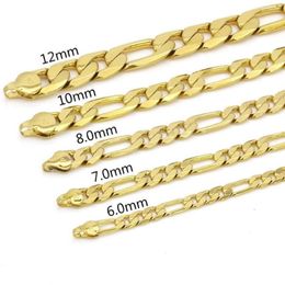 Chains Figaro Chain Necklace For Women Men Collar Clavicle Yellow Gold Filled Classic Fashion Accessories3305