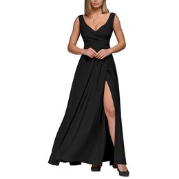 Women Urban Sexy Dresses Sleeveless Deep V Neck High Slit Evening Cocktail Club Party Long Maxi Dress