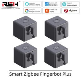 Control Tuya Zigbee Fingerbot Plus Smart Fingerbot Switch Button Pusher APP Timer Voice Control Works with Alexa Google Home Assistant