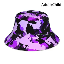 Berets Pink And Purple Gradient Camouflage. Bucket Hat Sun Cap Girls Camouflage Texture Urban Girl