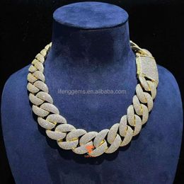 Hot Sale 18/20mm Hip Hop Jewely S925 Silver Gold Plated Mens Cuban Link Chain Vvs Moissanite Iced Out Miami Cuban Necklace