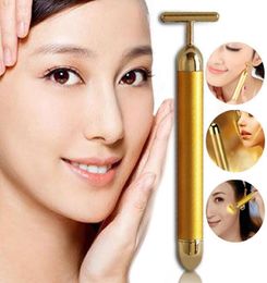 Energy beauty bar Slimming Face 24k Gold Vibration Facial Beauty Roller Massager Stick Lift Skin Tightening Wrinkle Stick Bar Face2952313