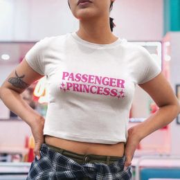 T-shirts Passenger Princess Funny Womens Cropped Tops 2000s Grunge Tshirts Gothic Clothes Y2k Baby Tee Short Sleeve Top Dropshipping