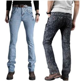 Women's Jeans Men's Stretch Straight Leg Side Button Decorated Flared Pants High-Quality