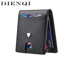 DIENQI Carbon Fiber Men Wallets Rfid Card Holder Money Bag Short Bifold Leather Minimalist Wallet Male Purse Smart Walet Black 225668612