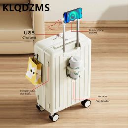 Luggage KLQDZMS 20"24"26" inch Multifunctional Durable Luggage Compartment Opening Charging Trolley Travel Box Boarding Suitcase