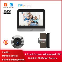 Control Tuya Smart 1080P WiFi Peephole Video Door Camera Security oneway Audio Night Vision 4.3' FHD Video Door Eye Camera