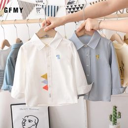 T-shirts GFMY Boys Shirts 2021 Autumn New Cotton Long Sleeved Casual Shirt Baby Boys Cartoon Dinosaur Embroidery Shirt Childrens Clothing