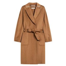 Cappotto di marca Women Coat Designer Coat Maxmaras Womens New Polo Collar Wool Cashmere Tessuto a doppio strato Cappotto sciolto
