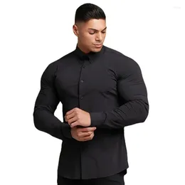 Men's Dress Shirts Summer Fitness Running Sports Gym Exercise Casual Tops Clothing Close-fitting Plus Size