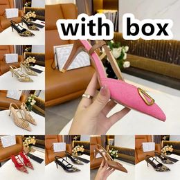 2024 Summer Designer Heel New Rivet High-heeled Shoes Dress shoes Women Nude Color patent leather shallow pointed sexy party 35-41 with box