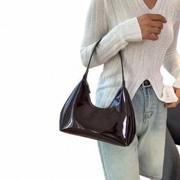 glossy Pure Colour Handbags Shoulder Bags for Women Hobo Bag Purses Fiable Patent Leather Underarm Ladies Commuter Bag t0qA#