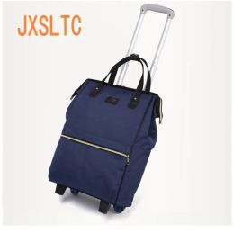 Bags JXSLTC New Backpack Girl Rolling Bag Luggage Bag Wheel Luggage Oxford Cloth Multifunction Baggage Organizer Weekend Package