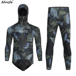 Footwear Men Spearfishing Wetsuit Neoprene 3.5mm 5MM 7MM Open Cell Camouflage Diving Suit 2pcs Set for Hunting,Scuba Dive