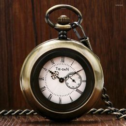 Pocket Watches Unique Clock Small Second Hand Design Retro Quartz Movement Watch For Men Women Fob Pendant Chain Collectable