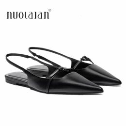 Donne Black Flats Slingbacks Sexy Summer Fashion Punted Sandals Elegant Office Lady Scarpe Flat Flat Slide 240412