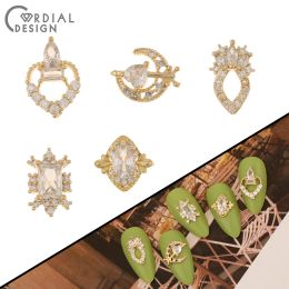 Beads Cordial Design 50Pcs Genuine Gold Plating/Jewelry Findings & Components/DIY Fingernail Accessories/Cubic Zircon/Geometry Shape